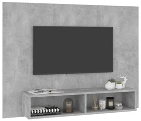 betonszürke szerelt fa fali TV-szekrény 120 x 23,5 x 90 cm