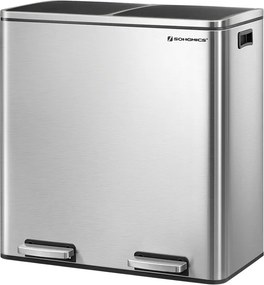Szelektív szemeteskuka 2x30L, ezüst