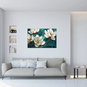 Kép - Ólomüveg magnóliával (90x60 cm)