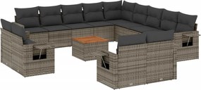 vidaXL 14 részes szürke polyrattan kerti ülőgarnitúra párnákkal