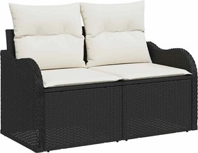 vidaXL Kerti kanapé párnával Fekete 121 x 62 x 69cm polirattan