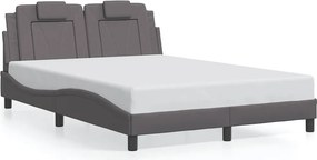 vidaXL szürke műbőr ágykeret Viana matrac nélkül 140 x 190 cm