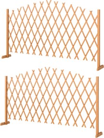 Outsunny 2 db bővíthető ollós rács lábakkal — álló, összecsukható kerti válaszfal és növénytámogatás, fenyő, 180 x 30 x 103 cm — barna | Aosom