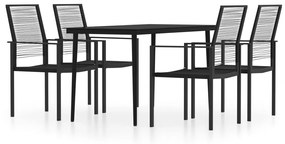vidaXL 5 részes fekete kerti étkezőgarnitúra