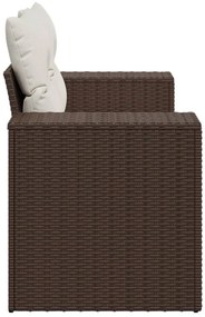 2 személyes barna polyrattan kerti kanapé párnával