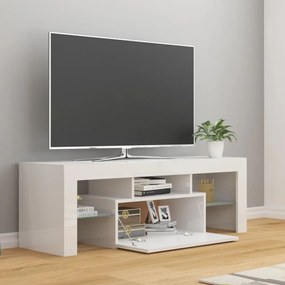 magasfényű fehér TV-szekrény LED-lámpákkal 120 x 35 x 40 cm