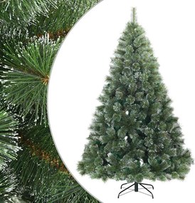 vidaXL Műanyag Rugalmas Karácsonyfát Havas Flokkal Zöld 210 cm