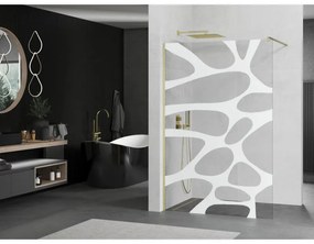Mexen Kioto, Walk-In zuhany paraván 80 x 200 cm, 8 mm átlátszó üveg fehér mintás, arany matt profil, 800-080-101-55-97