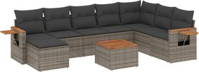 vidaXL 9 részes szürke polyrattan kerti ülőgarnitúra párnákkal