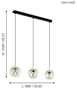 Eglo MIRTAZZA 99072 függeszték, 3x60W E27