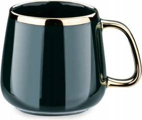 Porcelán bögre arany füllel zöld 480 ml