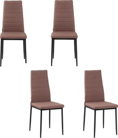 HOMCOM 4 darabos Kárpitozott Szék Szett Nappalihoz vagy Étkezőhöz, Modern Konyhai Székek, Fém és Khaki Szövet | Aosom