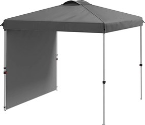 Outsunny Összecsukható Pavilon 2.5x2.5 m-es Kerti Napernyő 1 Oldalfallal, Magassága 3 Szinten Állítható, UV Ellenálló, Vízálló és Homokzsákkal Sötétsz
