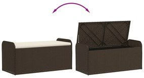 barna polyrattan tárolópad párnával 115 x 51 x 52 cm