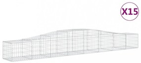 vidaXL 15 db íves horganyzott vas gabion kosár 400x50x40/60 cm