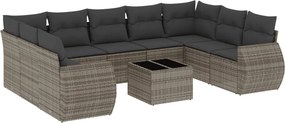 vidaXL 10 részes szürke polyrattan kerti ülőgarnitúra párnákkal