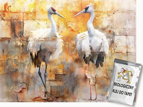 Fotótapéta Flizelina Fal Vakolat Természet Festett Madarak Daruk 100x75 ragasztó