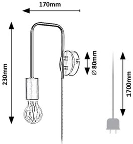 Rabalux 71022 - MANZUR fali lámpa 1xE27/40W/230V