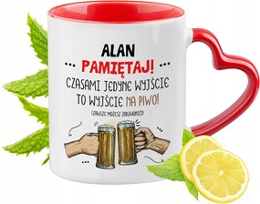 Alana Piros Bögre Szív Alakú Füllel Ajándék Nyomtatott