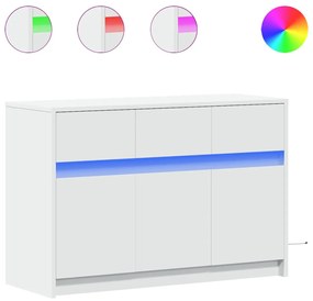 fehér szerelt fa TV-szekrény LED-ekkel 91 x 34 x 61 cm