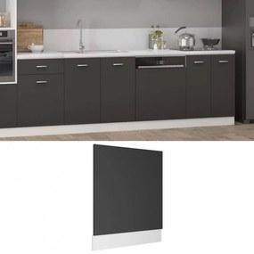 Szürke forgácslap mosogatógép-panel 59,5 x 3 x 67 cm