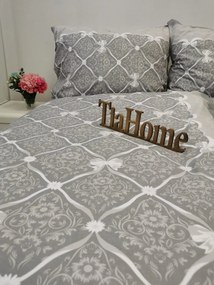 Vintage szürke Szalag pamut ágynemű TiaHome - 1x Párna 90x70cm, 1x Paplan 140x200cm