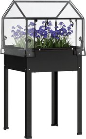 Outsunny Magaságyás Fedelekkel, Emelt Fűszeres Virágágyás Drainázs Nyílásokkal, Fém Növénytartó, Időjárásálló Zöldségágy, Kertészeti Ágy, Ültetőágy Ke