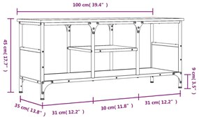 sonoma tölgy színű szerelt fa és vas TV-szekrény 100x35x45 cm