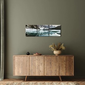 Kép - tó télen (órával) (90x30 cm)