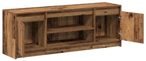 TV Szekrény LED-del - Régi Fa, 139,5x34x50 cm, Mérnöki Fából Készült