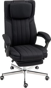Vinsetto Ergonomikus Irodai Szék Magasságállítható Dönthető Háttámlával, Karfa, Lábpihentető és Fejpárnával, Forgós Irodai Szék Kerekekkel 65x61x105-1
