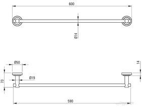 Deante Temisto, 1 soros törölközőtartó 60 cm, sárgaréz, DEA-ADT_M621