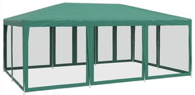 zöld HDPE rendezvénysátor 10 hálós oldalfallal 6 x 4 m