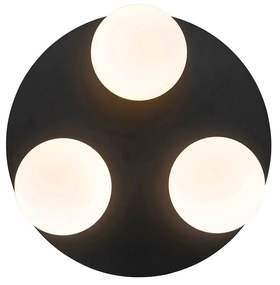 Modern fürdőszobai mennyezeti lámpa fekete 3-lámpás - Cederic