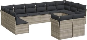 vidaXL 12 részes világosszürke polyrattan kerti ülőgarnitúra párnával
