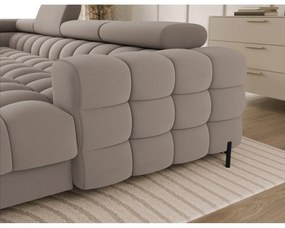 Világosbarna bársony kinyitható sarokkanapé (bal oldali-U alakú) Feraria – ELTAP