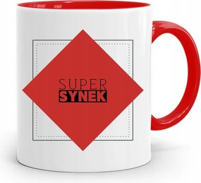 Piros Bögre Ajándék Fiúnak Szuper Fiú nyomott mintával