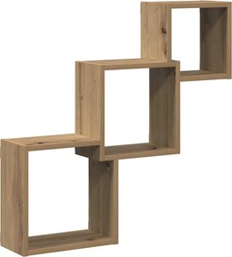 vidaXL kézműves tölgy színű szerelt fa fali kocka polcok 68x15x68 cm