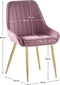 Étkezőszék, rózsaszín Velvet anyag/gold króm-arany, PERLIA