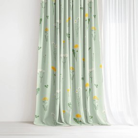 Goldea pamut függöny - mező, zöld melanzs alapon 200x150 cm