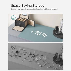 Ékszerdoboz, zárható ékszertartó 2 fiókkal, fekete