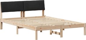 vidaXL Ágykeret fejtámlával Barna és fekete 135 x 190 cm Tömör fenyőfa