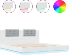 vidaXL fehér ágykeret fejtámlával és LED-világítással 180 x 200 cm