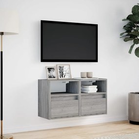 2 db szürke sonoma fali TV-szekrény LED-ekkel 41 x 31 x 45 cm