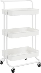 vidaXL fehér 3 szintes vas és ABS konyhai kerekes kocsi 42x35x85 cm