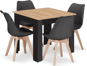 Étkező garnitúra 1 + 4, MADO ARTISAN asztal 80x80 + BALI MARK szék fekete