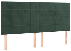 sötétzöld bársony LED-es fejtámla 180x5x118/128 cm