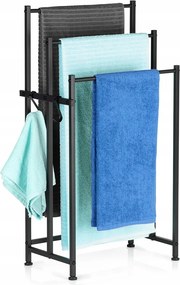 Törölközőtartó állvány Fürdőszobai Padló Akasztó Álló Fekete Akasztók