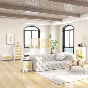 HOMCOM Cipőtároló Szekrény Előszobai Tároló 2 Rattan Hatású Ajtóval - 80 x 35 x 110 cm - Fehér | Aosom