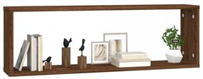 2 db barna tölgyszínű szerelt fa fali kockapolc 80x15x26,5 cm